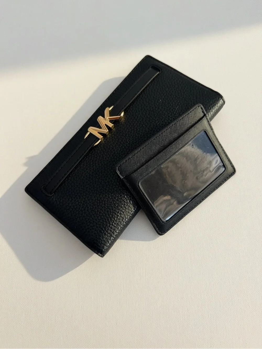 Michael Kors Black Leather Wallet and Card Holder Set